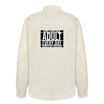 Being A Functional Adult Every Day Seems Excessive - Relaxed Fit Unisex Organic Shirt by Stanley/Stella - soft Ecru - Back - AI Model Male 178 light (178cm)