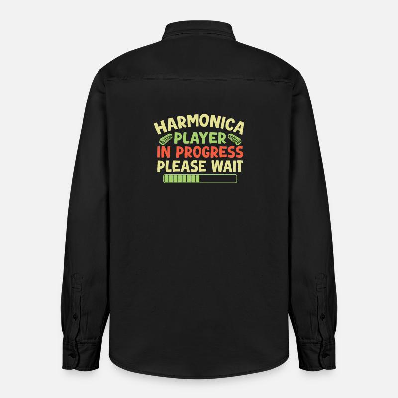 Funny Harmonica Player In Progress Harmonica - Relaxed Fit Unisex Organic Hemd von Stanley/Stella - washed Black