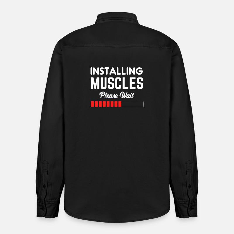 Installing Muscles Please Wait - Chemise unisexe coupe décontractée bio Stanley/Stella - noir délavé