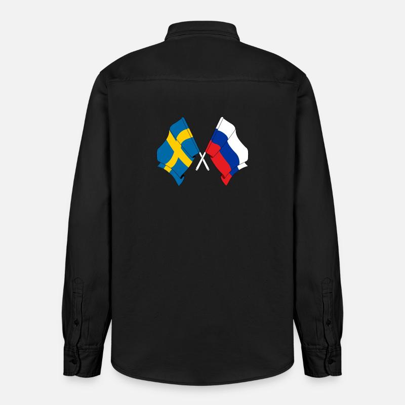 Drapeau Suède drapeau Russie - Chemise unisexe coupe décontractée bio Stanley/Stella - noir délavé