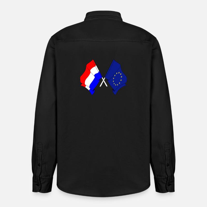 Drapeau des Pays-Bas, drapeau de l’Europe - Chemise unisexe coupe décontractée bio Stanley/Stella - noir délavé