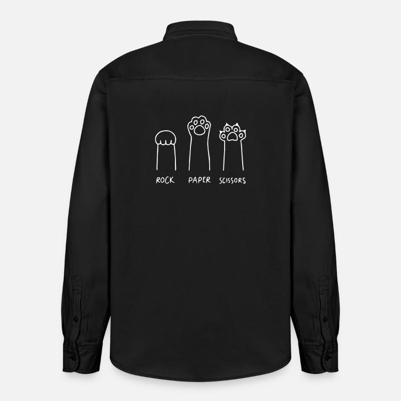 chat pierre papier ciseaux drôle - Chemise unisexe coupe décontractée bio Stanley/Stella - noir délavé
