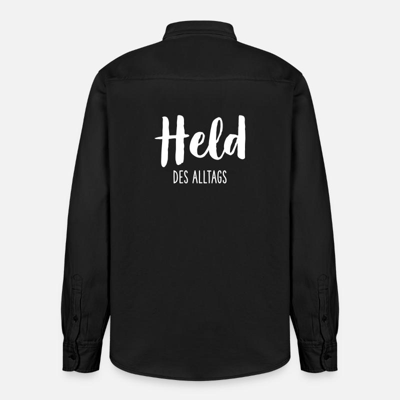Held des Alltags – Starkes Statement Textdesign - Relaxed Fit Unisex Organic Hemd von Stanley/Stella - washed Black