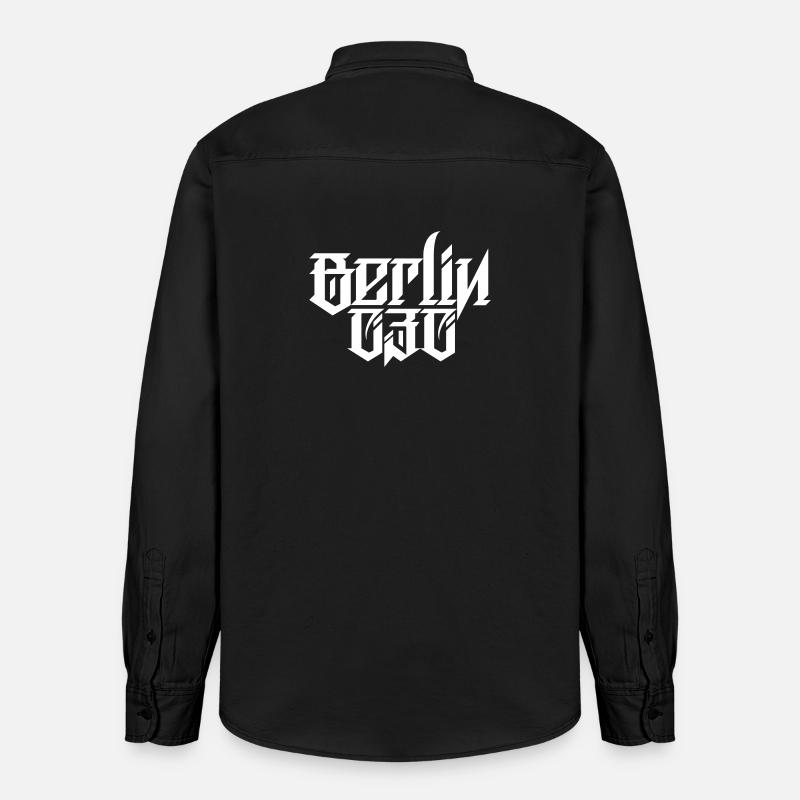 Berlin 030 Blackletter - Chemise unisexe coupe décontractée bio Stanley/Stella - noir délavé