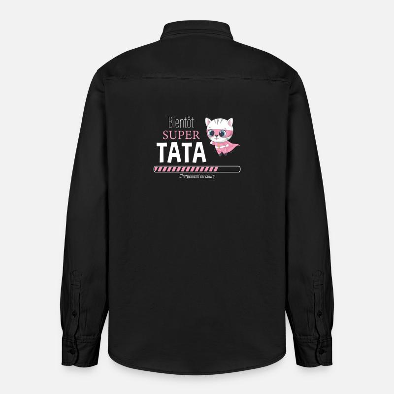 bientôt super tata chaton - Chemise unisexe coupe décontractée bio Stanley/Stella - noir délavé