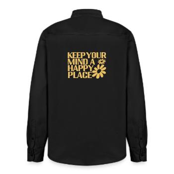 Happy Mind - Relaxed Fit Unisex Organic Hemd von Stanley/Stella - washed Black - Hinten - AI Model Male 178 light (178cm)