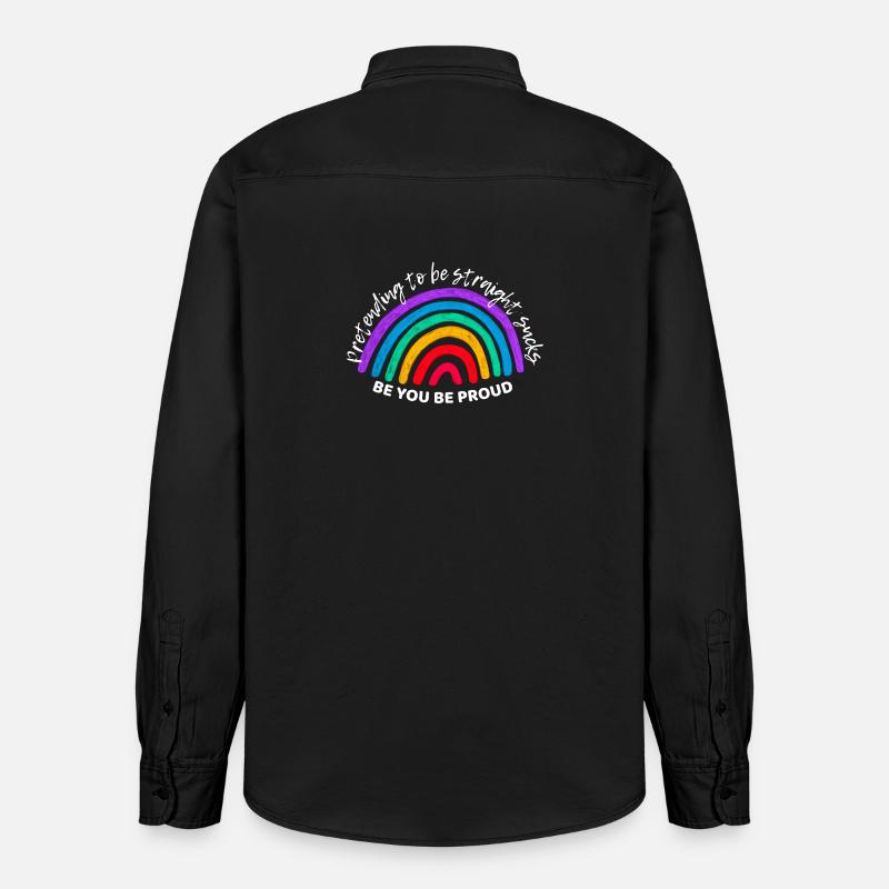 Prétendre être hétéro, c’est nul. - Chemise unisexe coupe décontractée bio Stanley/Stella - noir délavé