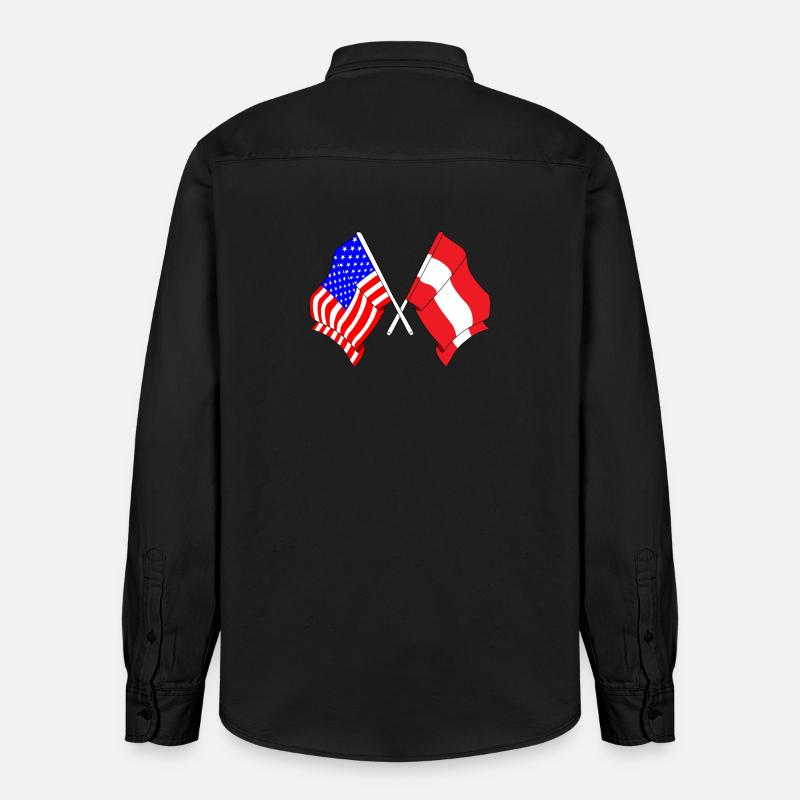 Drapeau des États-Unis, drapeau de l’Autriche - Chemise unisexe coupe décontractée bio Stanley/Stella - noir délavé