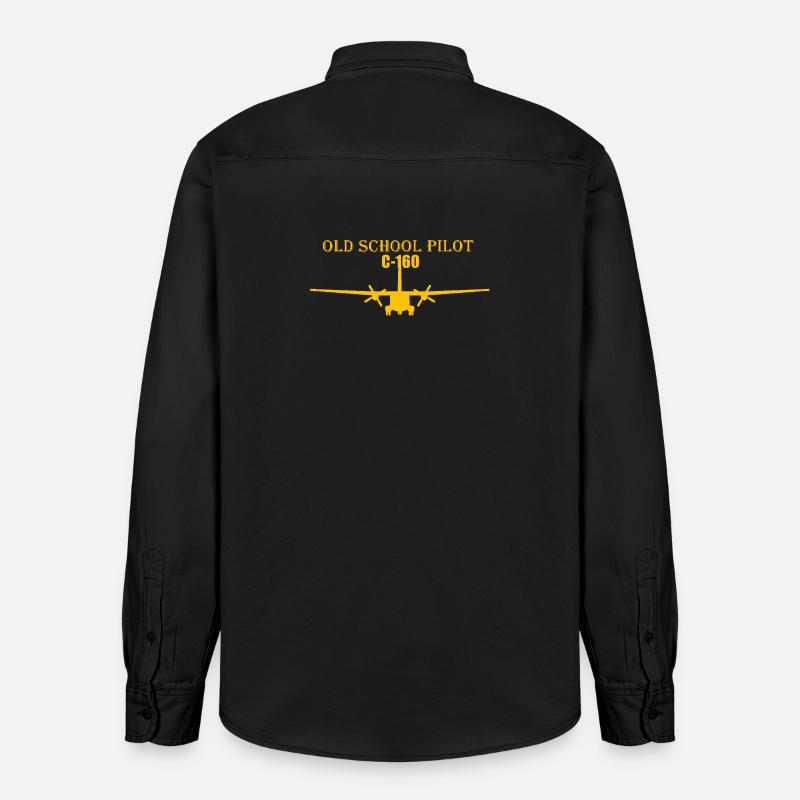 Pilote à l’ancienne C-160 - Chemise unisexe coupe décontractée bio Stanley/Stella - noir délavé