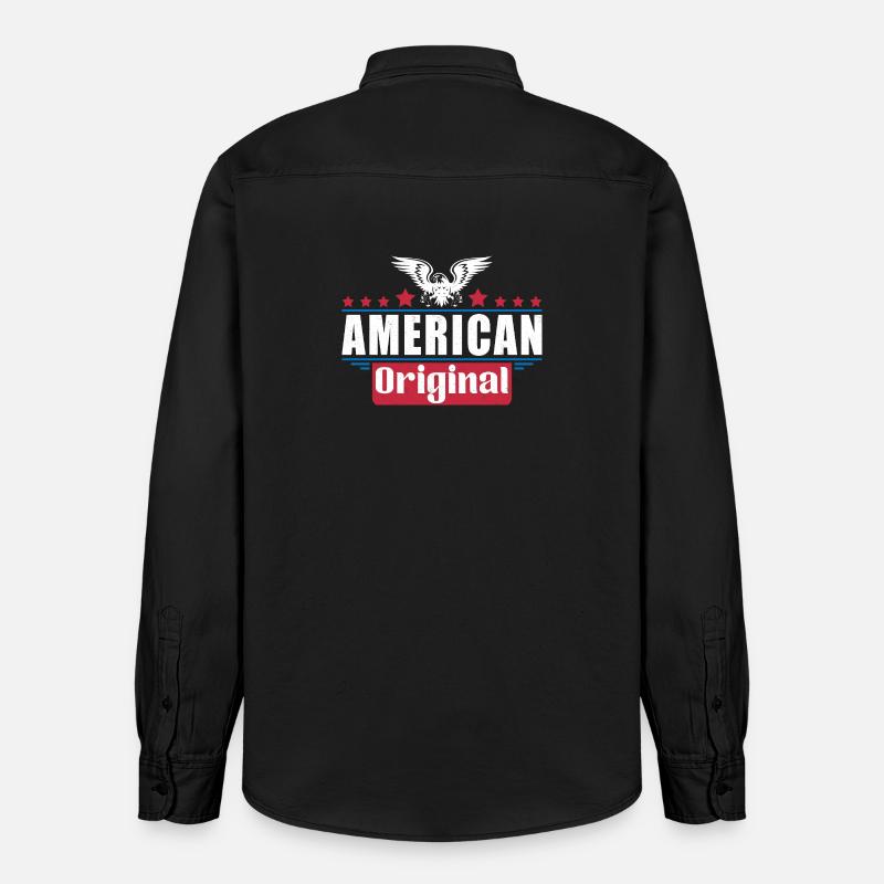 Aigle patriotique drapeau américain Design - Chemise unisexe coupe décontractée bio Stanley/Stella - noir délavé