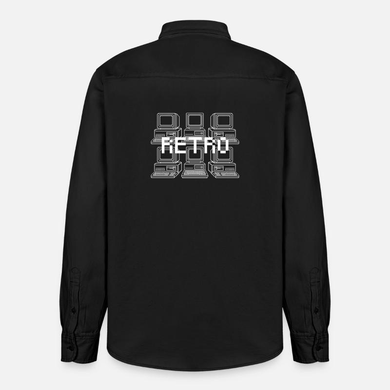 Retro Computer Grid Techno - Relaxed Fit Unisex Organic Hemd von Stanley/Stella - washed Black