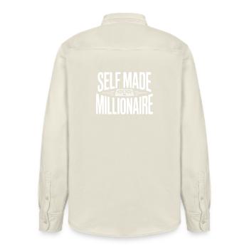 Self Made Millionaire - Relaxed Fit Unisex Organic Shirt by Stanley/Stella - soft Ecru - Back - AI Model Male 178 light (178cm)