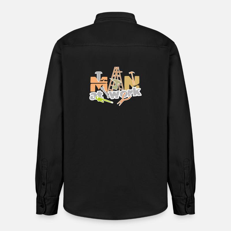 Man_at_work - Chemise unisexe coupe décontractée bio Stanley/Stella - noir délavé