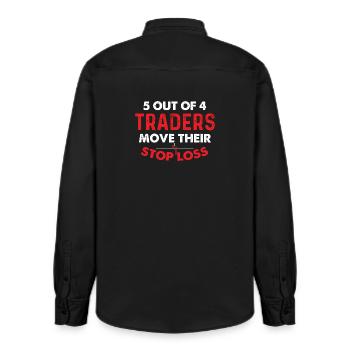 5 Out Of 4 Traders Move Stop Loss Humor - Relaxed Fit Unisex Organic Shirt by Stanley/Stella - washed black - Back - AI Model Male 178 light (178cm)