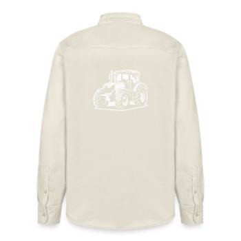 Traktor / Trecker / Schlepper (Differenzbild) - Relaxed Fit Unisex Organic Hemd von Stanley/Stella - Natur - Hinten - AI Model Male 178 light (178cm)