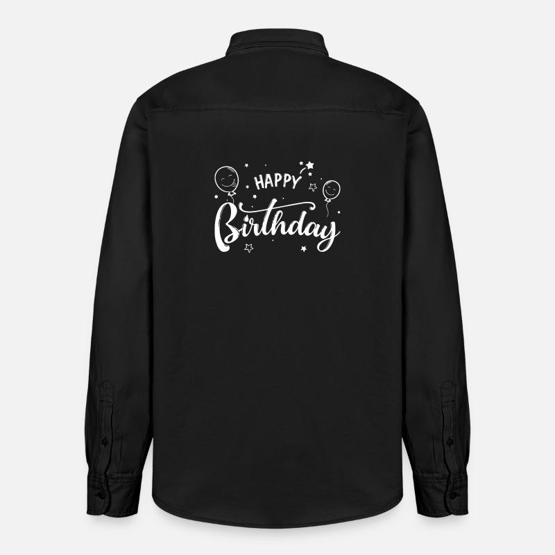 Ballons d’anniversaire Script - Chemise unisexe coupe décontractée bio Stanley/Stella - noir délavé