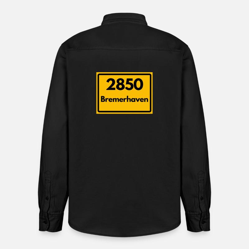 ANCIEN CODE POSTAL RÉTRO 2850 BREMERHAVEN - Chemise unisexe coupe décontractée bio Stanley/Stella - noir délavé