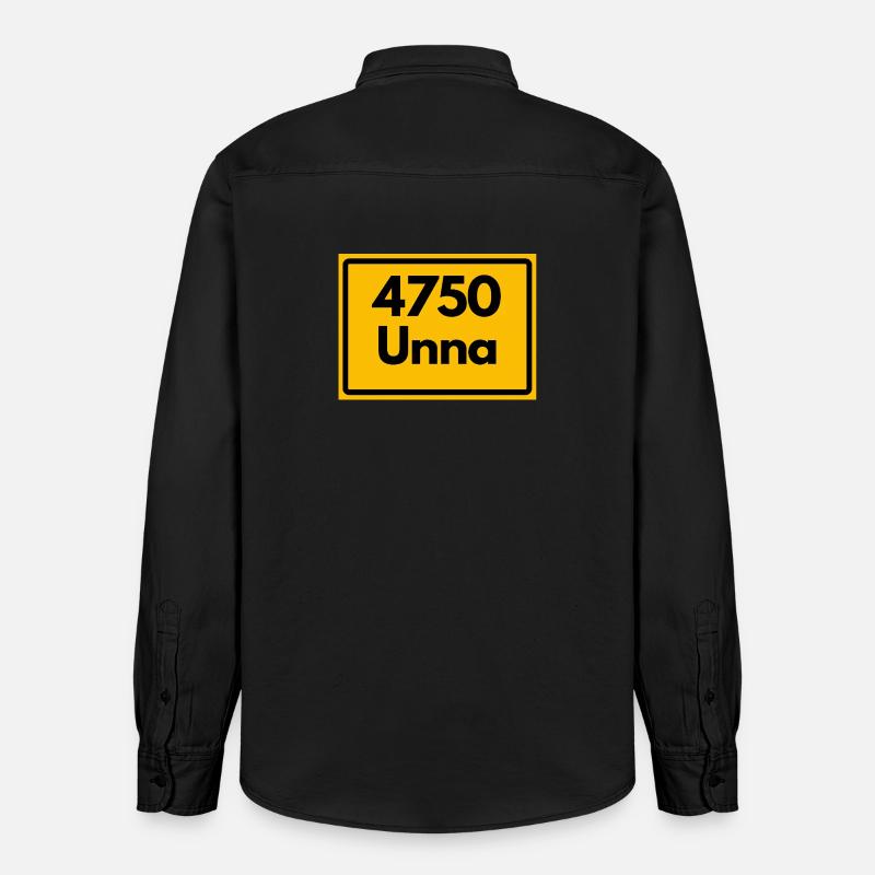 ANCIEN CODE POSTAL RÉTRO 4750 UNNA - Chemise unisexe coupe décontractée bio Stanley/Stella - noir délavé