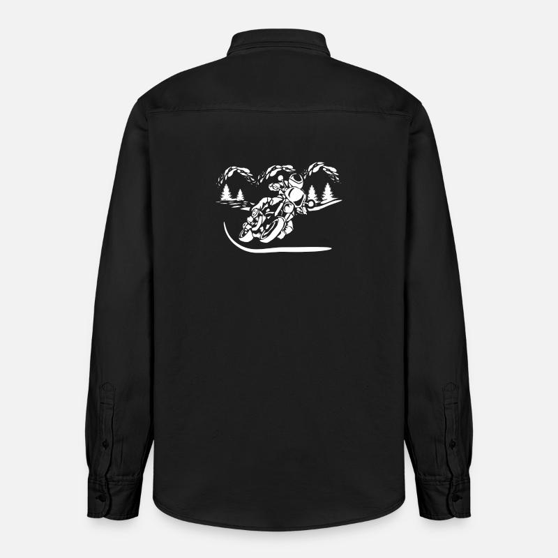 Motorrad Waldsilhouette - Relaxed Fit Unisex Organic Hemd von Stanley/Stella - washed Black