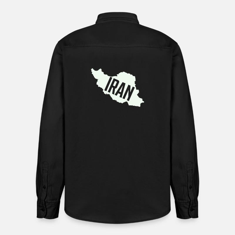 Iran Map Bold Typography - Relaxed Fit Unisex Organic Hemd von Stanley/Stella - washed Black