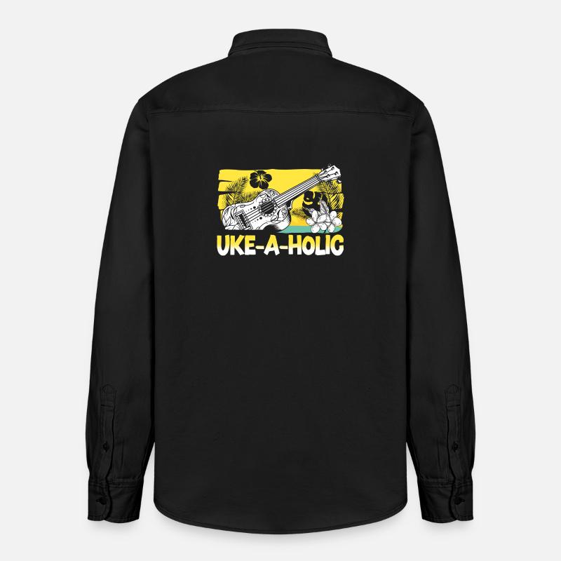 Hawaiian Ukulele Uke Uke-A-Holic - Relaxed Fit Unisex Organic Hemd von Stanley/Stella - washed Black