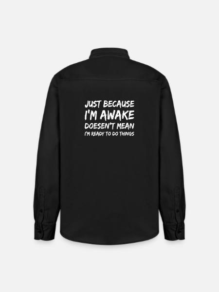 Awake But Unready Quote Tee - Relaxed Fit Unisex Organic Shirt by Stanley/Stella - washed black