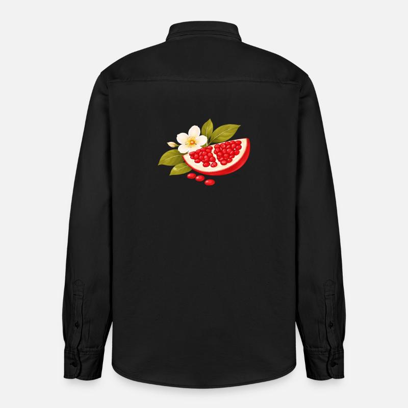 Illustration de grenade avec fleurs – Botanique - Chemise unisexe coupe décontractée bio Stanley/Stella - noir délavé