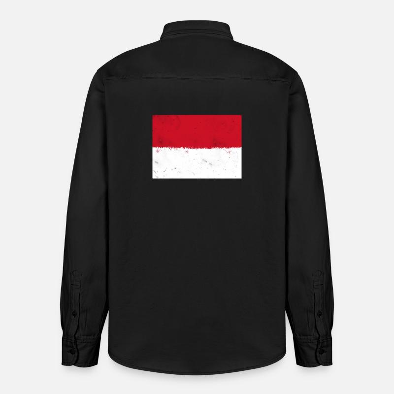 Drapeau de Monaco - Chemise unisexe coupe décontractée bio Stanley/Stella - noir délavé