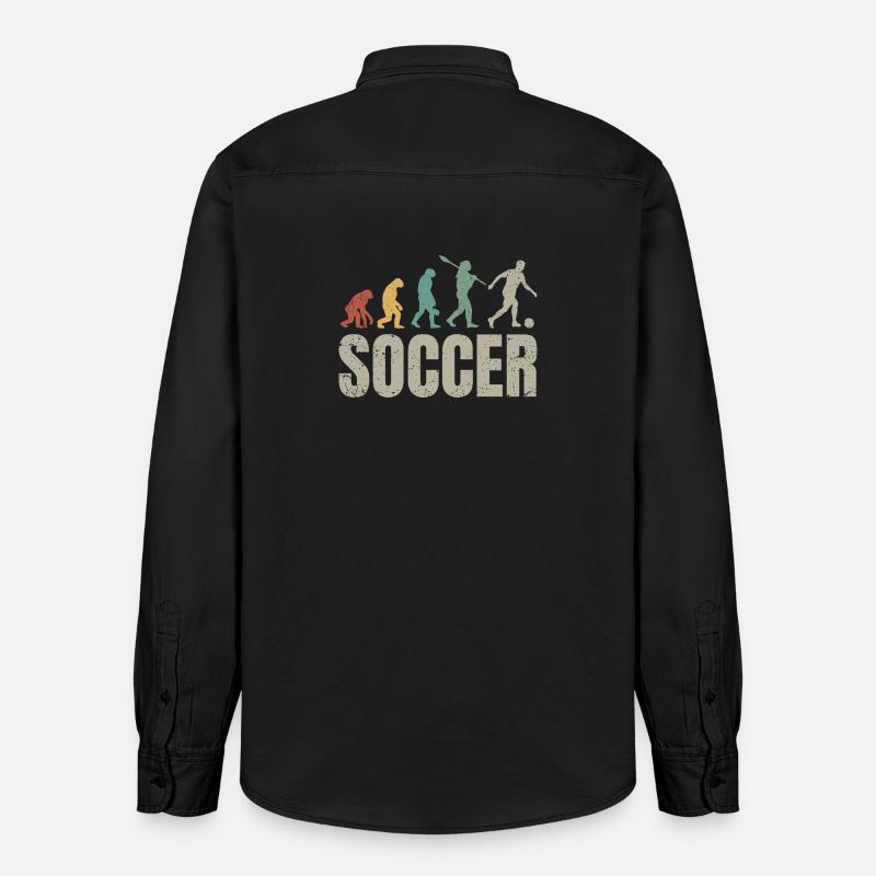 Évolution du football | Évolution du football - Chemise unisexe coupe décontractée bio Stanley/Stella - noir délavé