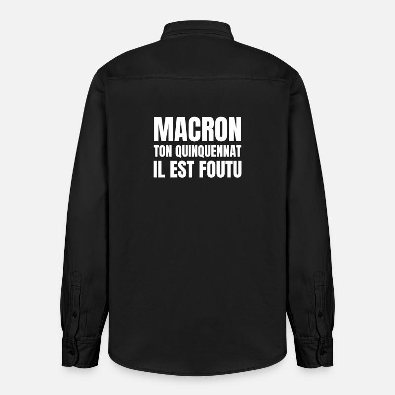 Macron, réforme des retraites - Chemise unisexe coupe décontractée bio Stanley/Stella - noir délavé