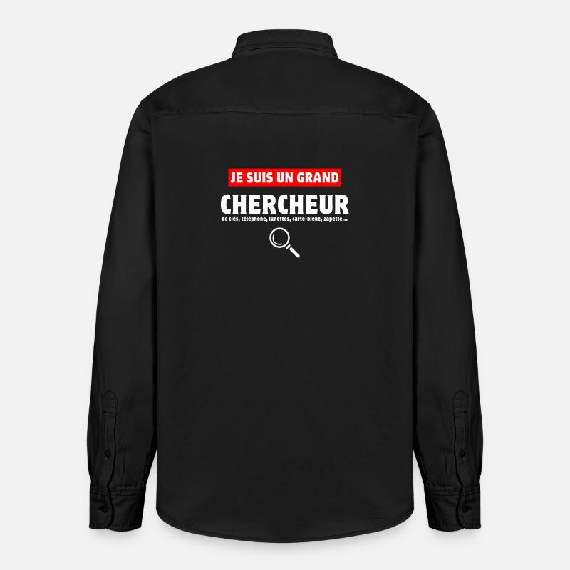 chercher, chercheur, perdre ses clés - Chemise unisexe coupe décontractée bio Stanley/Stella - noir délavé
