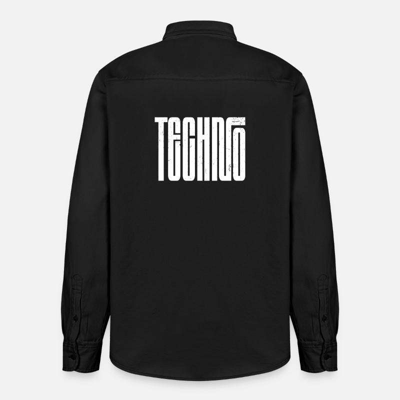 Techno Bold Retro Typografie - Relaxed Fit Unisex Organic Hemd von Stanley/Stella - washed Black