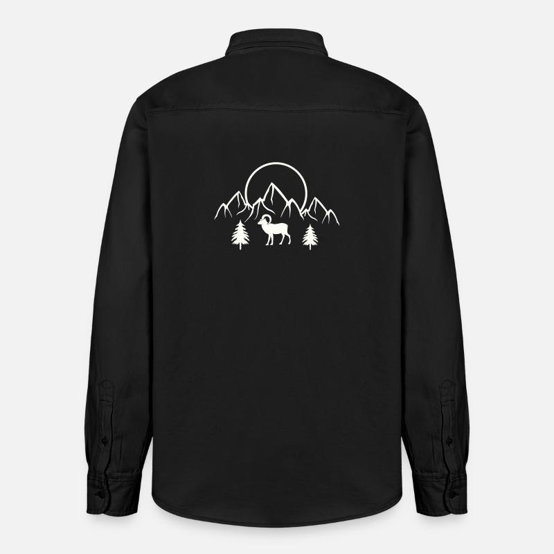 Alpine Mondlandschaft mit Steinbock - Relaxed Fit Unisex Organic Hemd von Stanley/Stella - washed Black