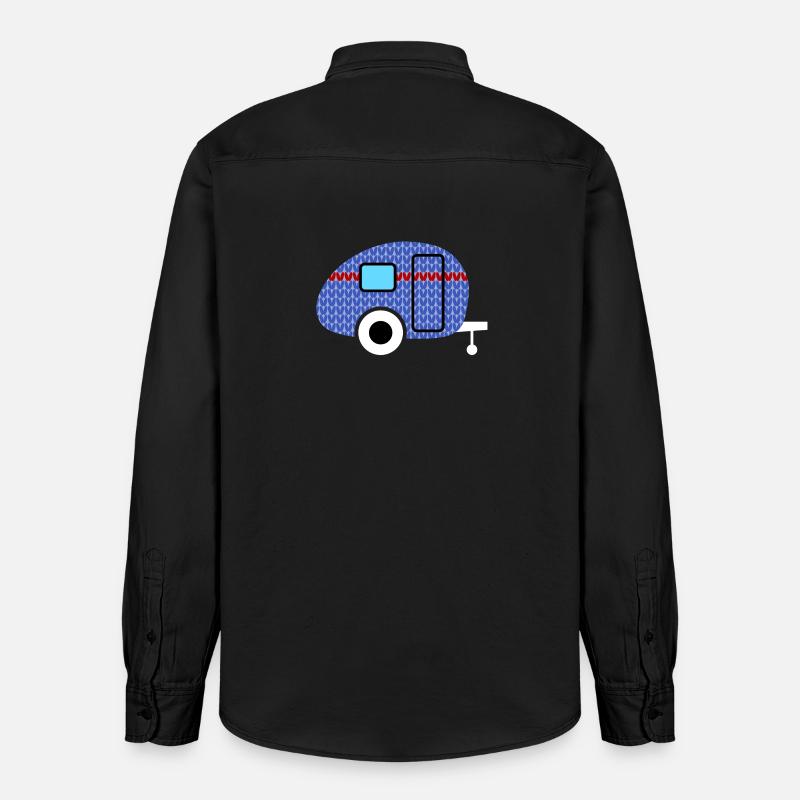 Caravan Knitting Pattern Caravan Camping Winter - Relaxed Fit Unisex Organic Shirt by Stanley/Stella - washed black