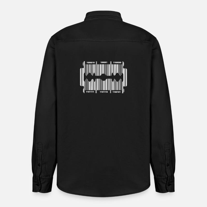 Lame de rasoir avec code - Chemise unisexe coupe décontractée bio Stanley/Stella - noir délavé