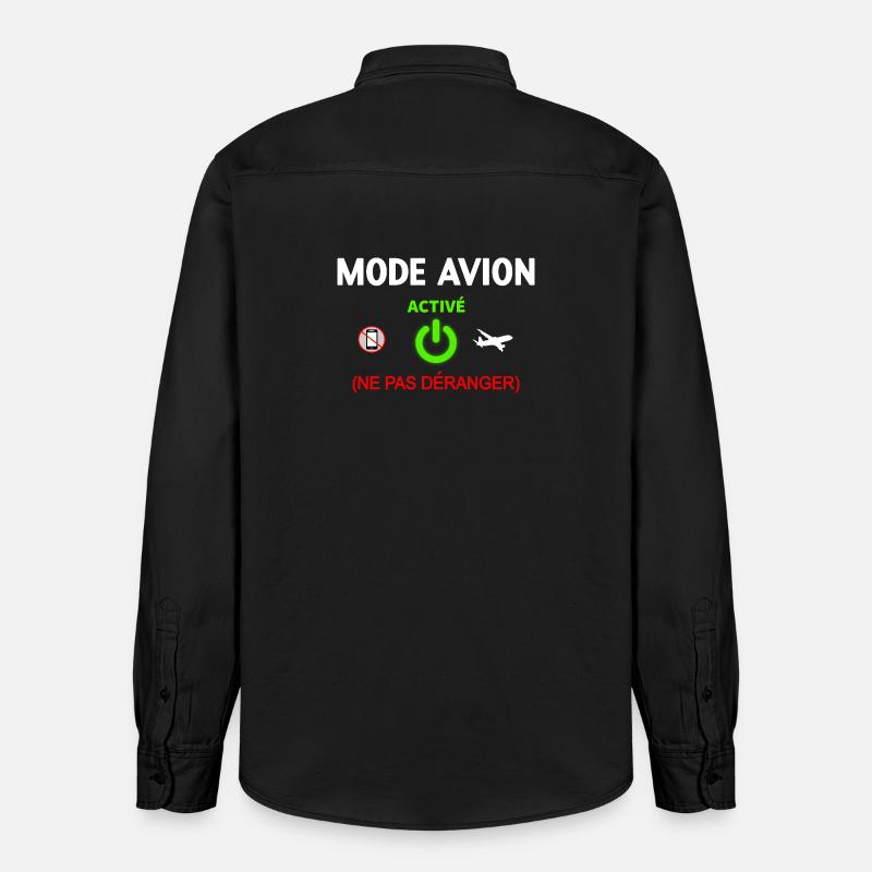 Design Mode Avion Activation Fun - Chemise unisexe coupe décontractée bio Stanley/Stella - noir délavé