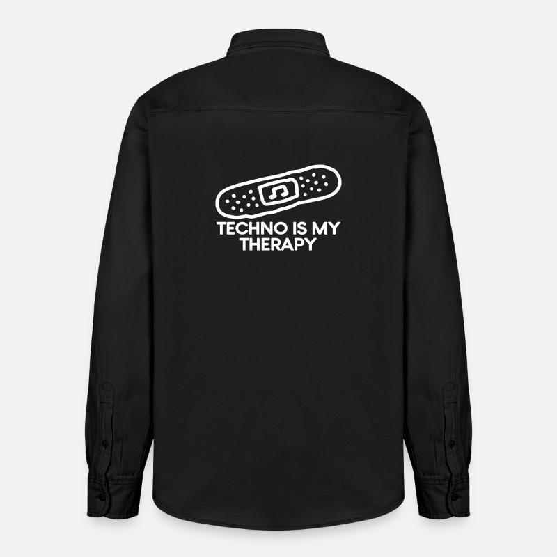 Techno is my Therapy Patch - Relaxed Fit Unisex Organic Shirt by Stanley/Stella - washed black
