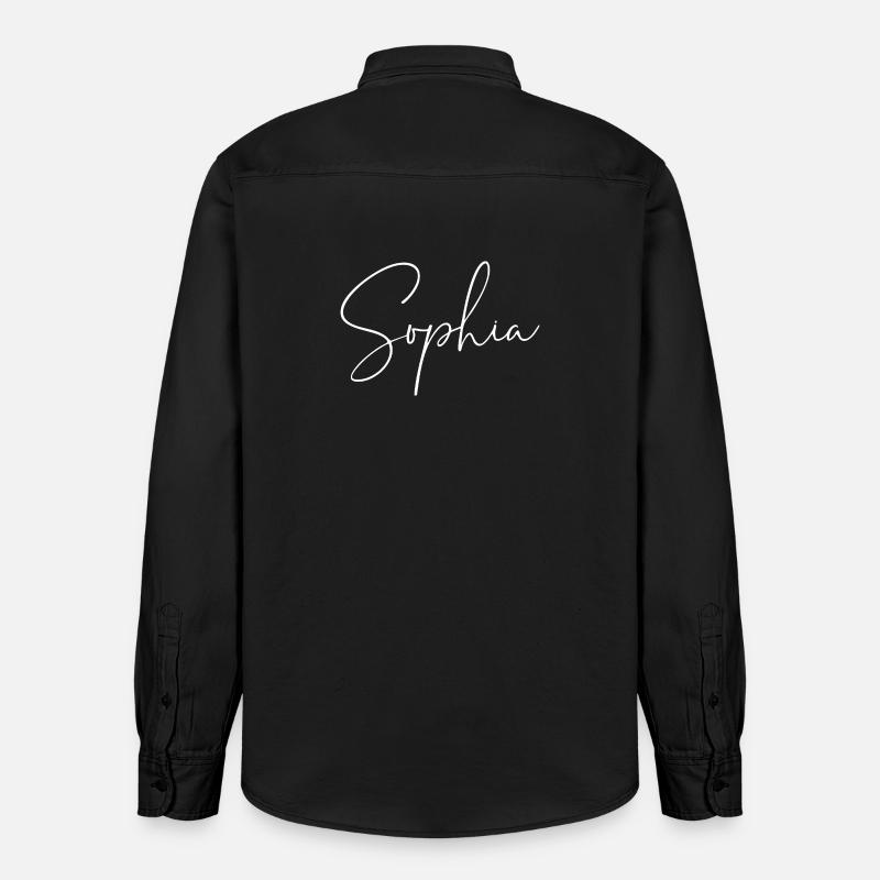 Sophia / Conception d’écriture manuscrite (Blanc) - Chemise unisexe coupe décontractée bio Stanley/Stella - noir délavé