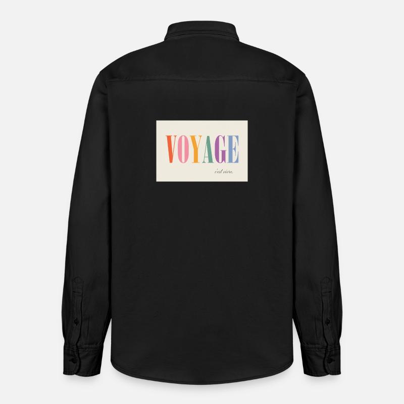 Voyage – c’est vivre - Chemise unisexe coupe décontractée bio Stanley/Stella - noir délavé