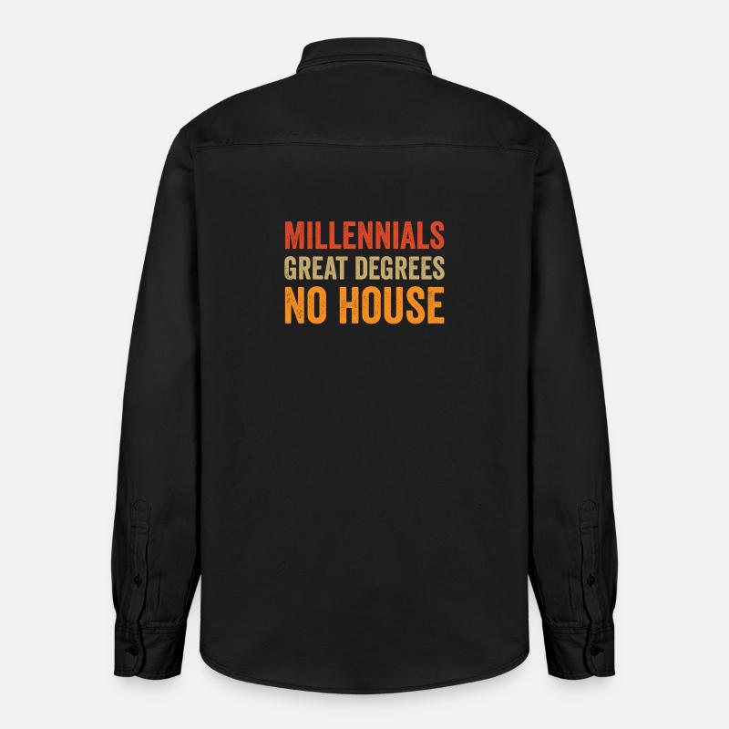 Millennials : Excellents diplômes. Pas de maison. - Chemise unisexe coupe décontractée bio Stanley/Stella - noir délavé