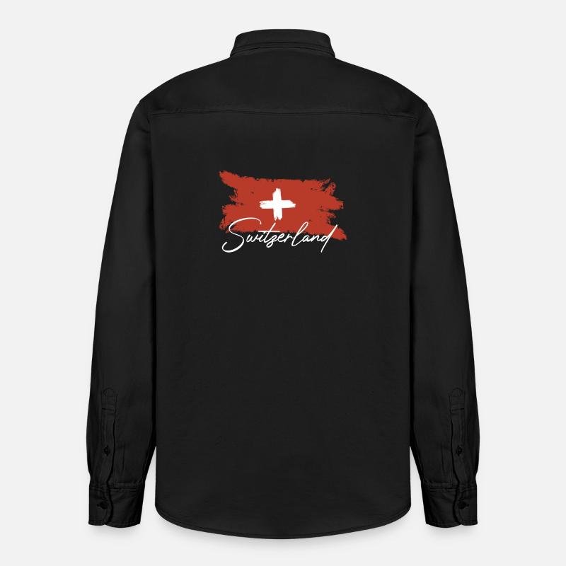 Drapeau suisse - Chemise unisexe coupe décontractée bio Stanley/Stella - noir délavé