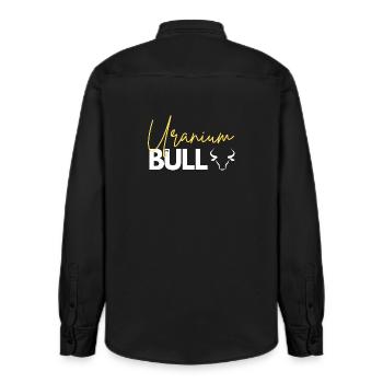 Uranium Bull Investor Commodity Trader Shirt - Relaxed Fit Unisex Organic Hemd von Stanley/Stella - washed Black - Hinten - AI Model Male 178 light (178cm)
