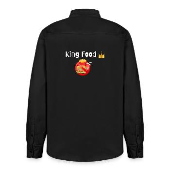 Quing Essen - Relaxed Fit Unisex Organic Hemd von Stanley/Stella - washed Black - Hinten - AI Model Male 178 light (178cm)
