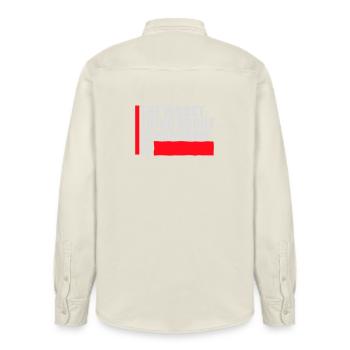 The Worst Thing About Censorship Is Funny Irony - Relaxed Fit Unisex Organic Shirt by Stanley/Stella - soft Ecru - Back - AI Model Male 178 light (178cm)