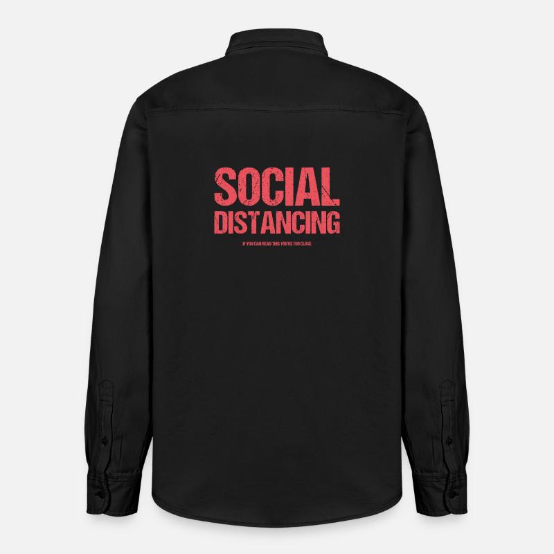 Distanciation sociale - Chemise unisexe coupe décontractée bio Stanley/Stella - noir délavé
