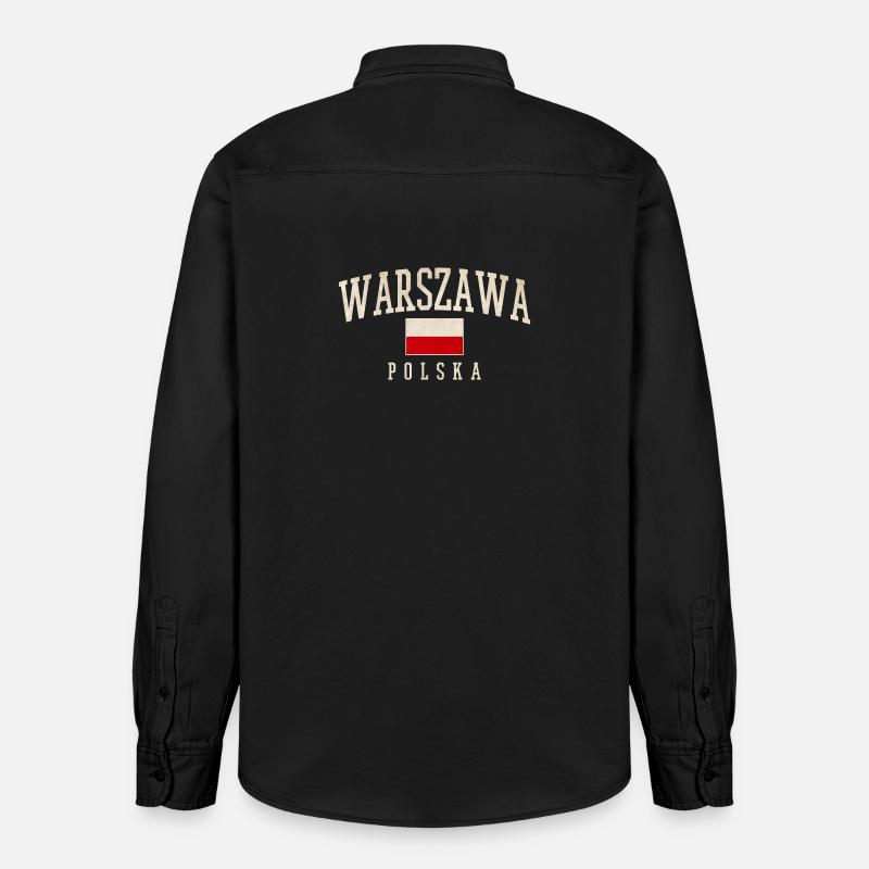 Varsovie Pologne Drapeau Style - Chemise unisexe coupe décontractée bio Stanley/Stella - noir délavé