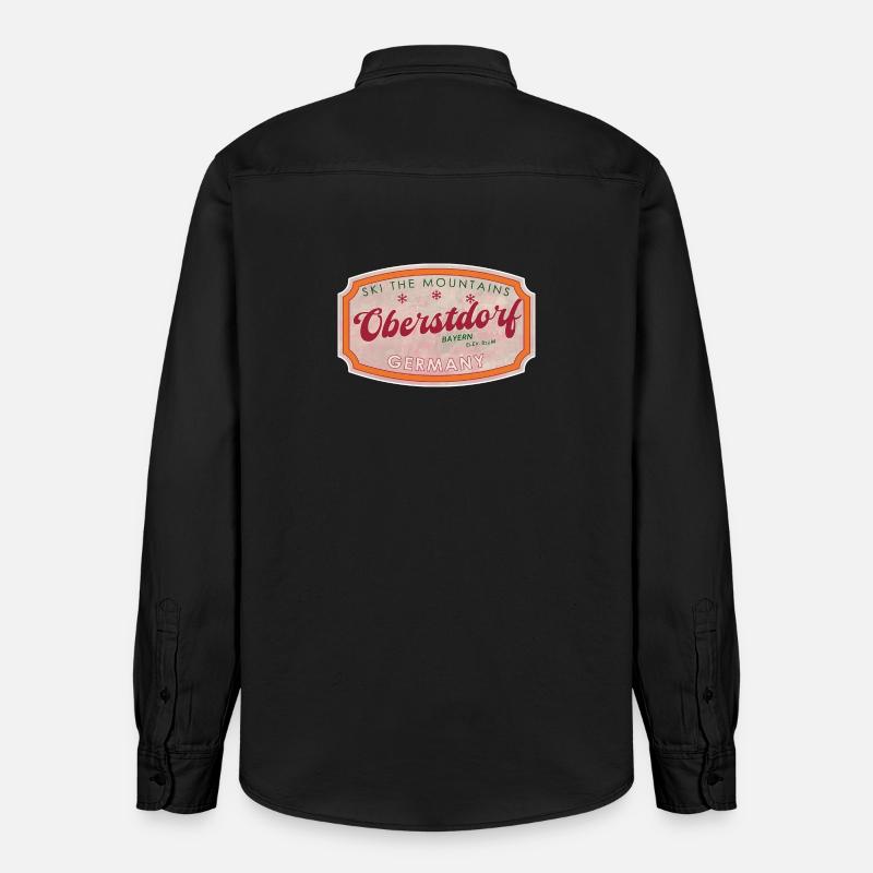 Oberstdorf Bavière Rétro Ski - Chemise unisexe coupe décontractée bio Stanley/Stella - noir délavé