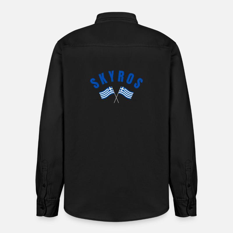 Drapeaux croisés grecs de Skyros - Chemise unisexe coupe décontractée bio Stanley/Stella - noir délavé