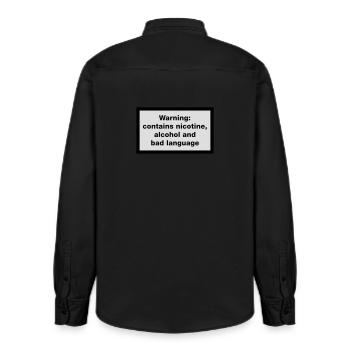 Warnung: enthält, Nikotin, Alkohol und schlechte - Relaxed Fit Unisex Organic Hemd von Stanley/Stella - washed Black - Hinten - AI Model Male 178 light (178cm)