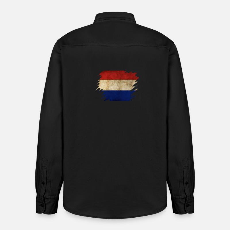 Conception du drapeau néerlandais Grunge - Chemise unisexe coupe décontractée bio Stanley/Stella - noir délavé